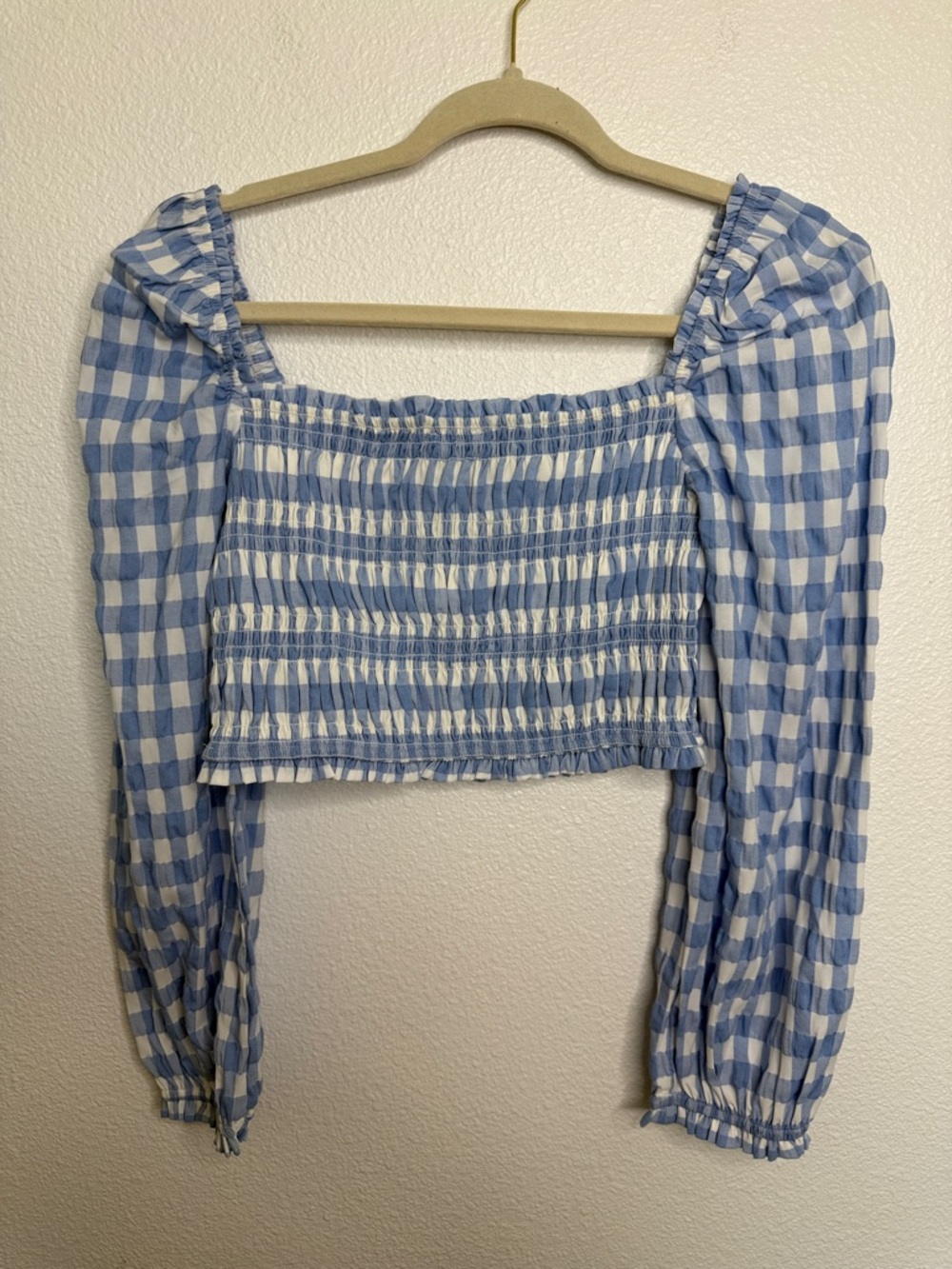 Storia Gingham Crop Top Blue White S - Picture 4 of 4